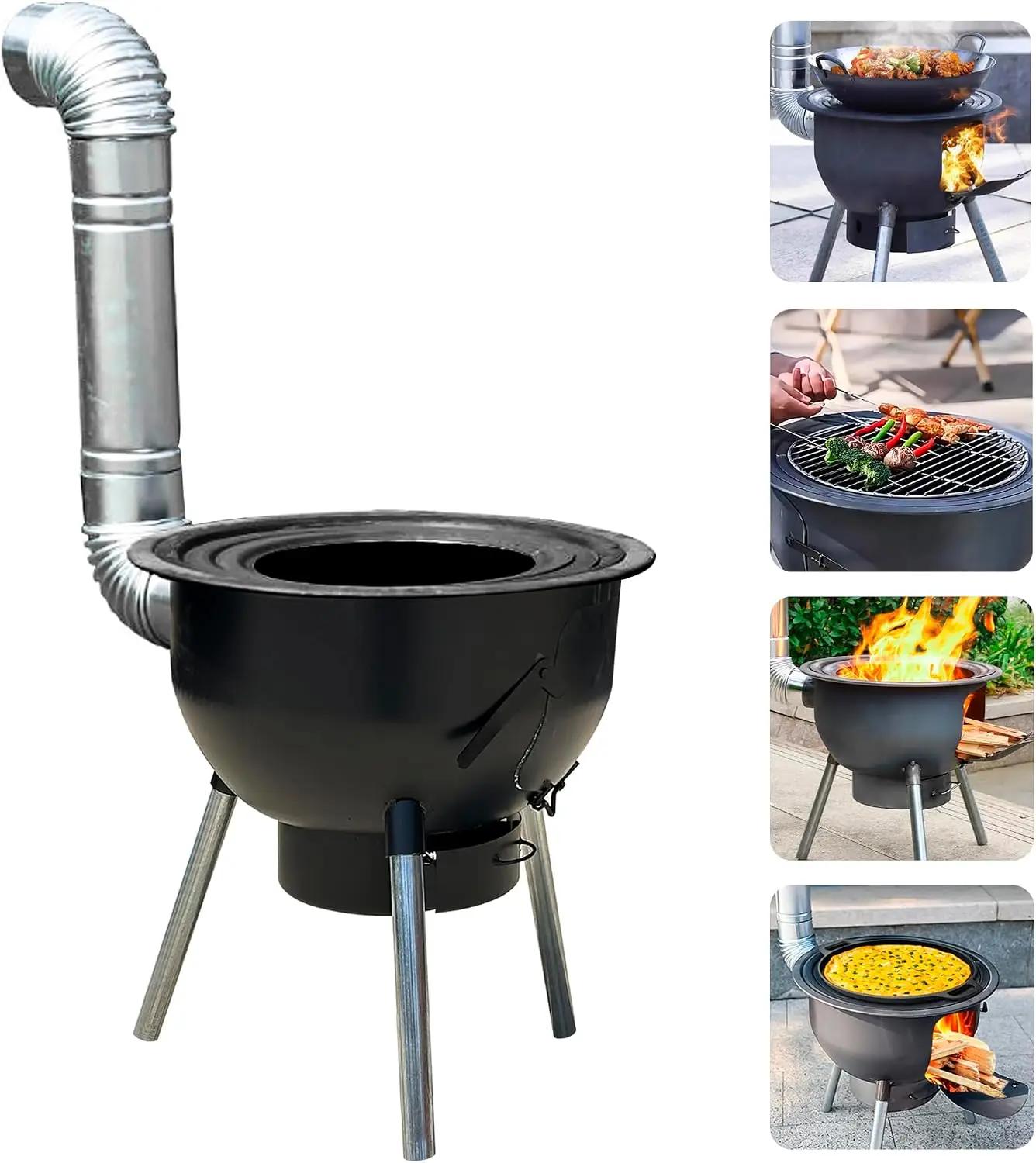Outdoor Camping Wood Burning Stove - Multifunction Wood Burning Stove with Grill