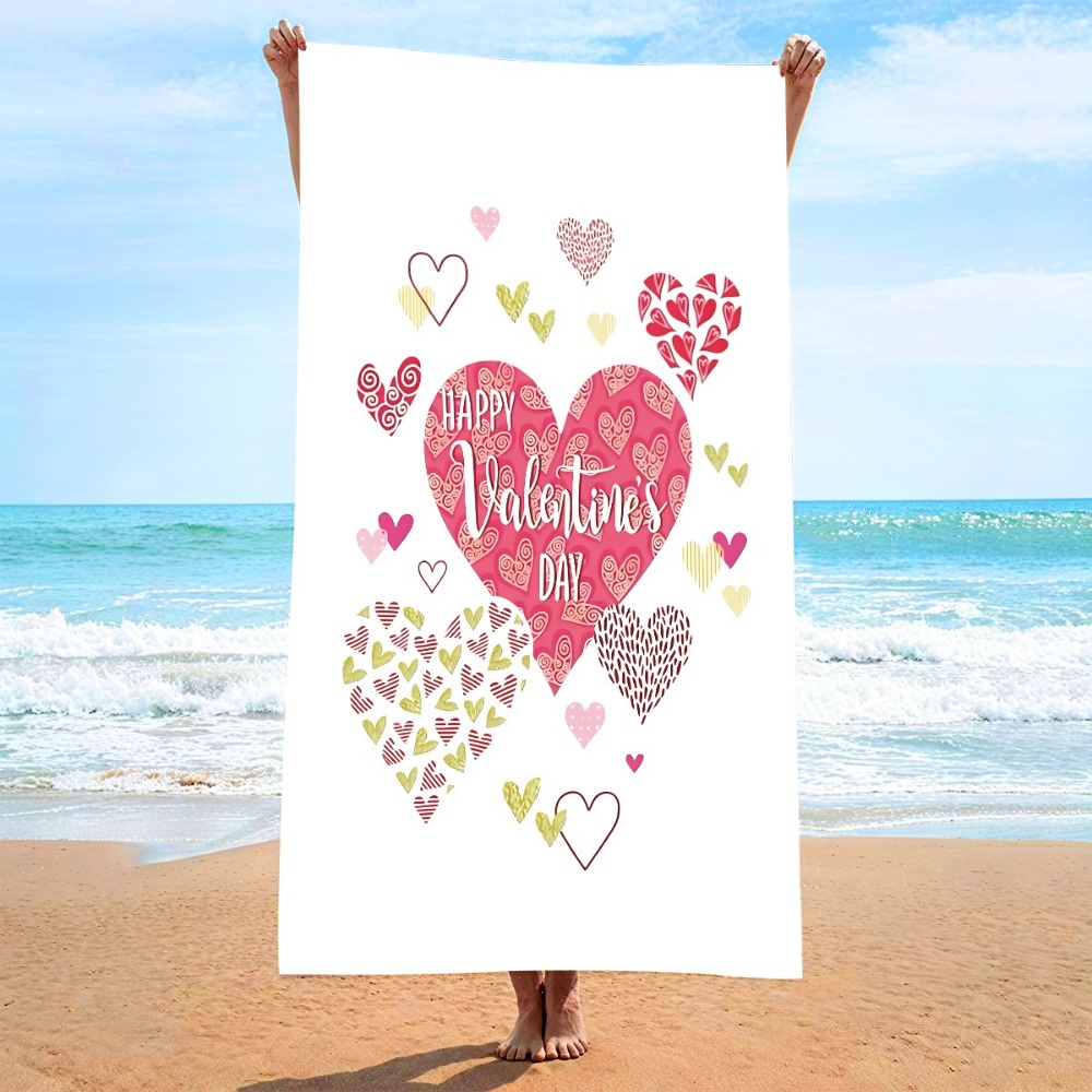Outdoor Camping Mat - Heart Symbol Bath Towel 27x55inch Beach