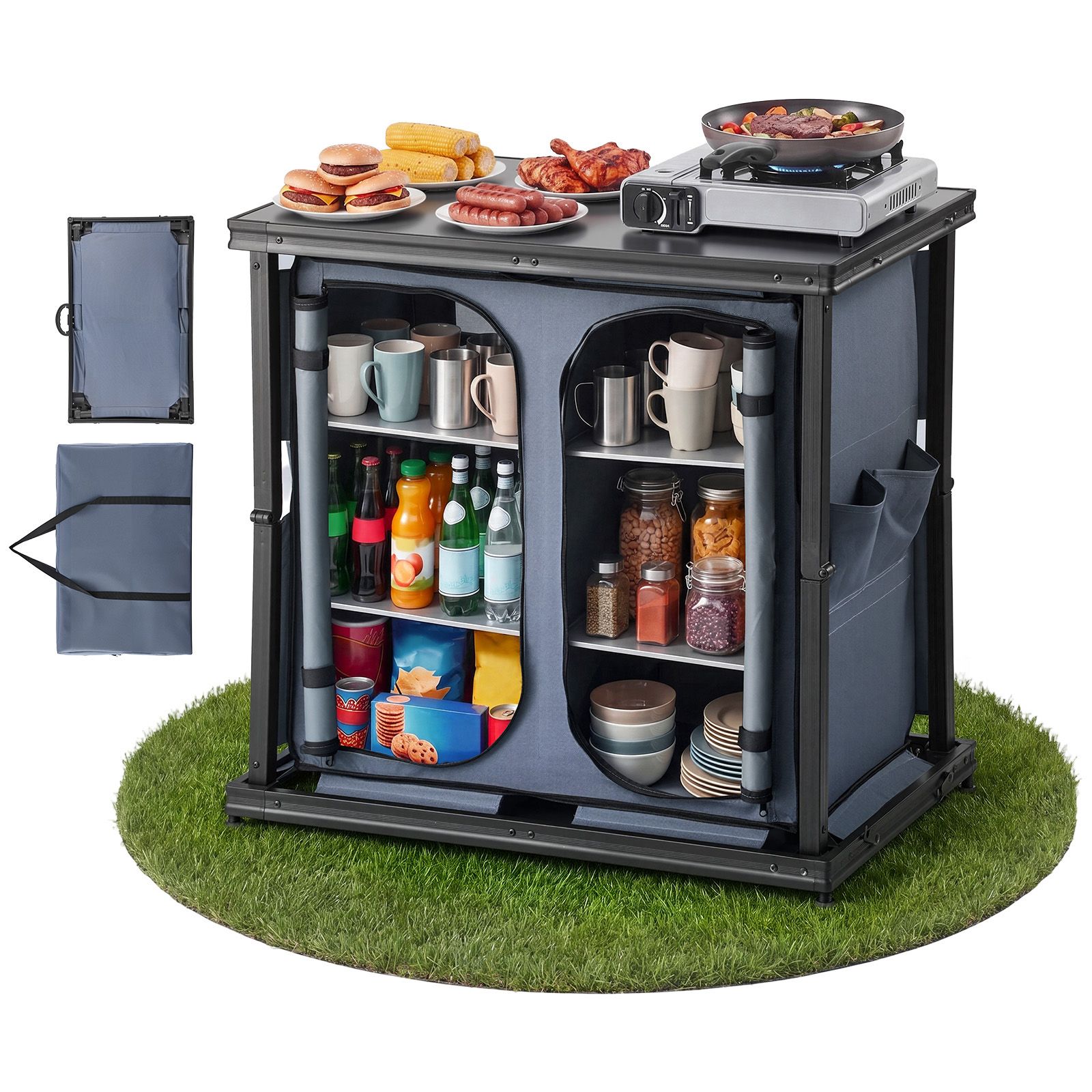 Folding Camping Storage Cabine - đánh giá và giá Outdoor Camping Kitchen Setup