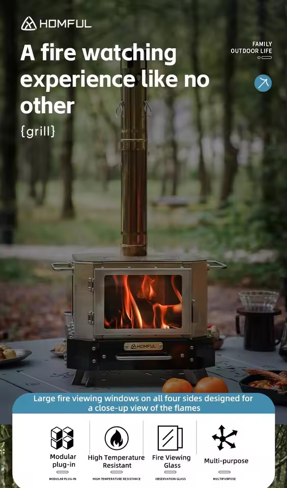 HOMFUL Portable Firewood Stove - đánh giá và giá Outdoor Camping Wood Burning Stove