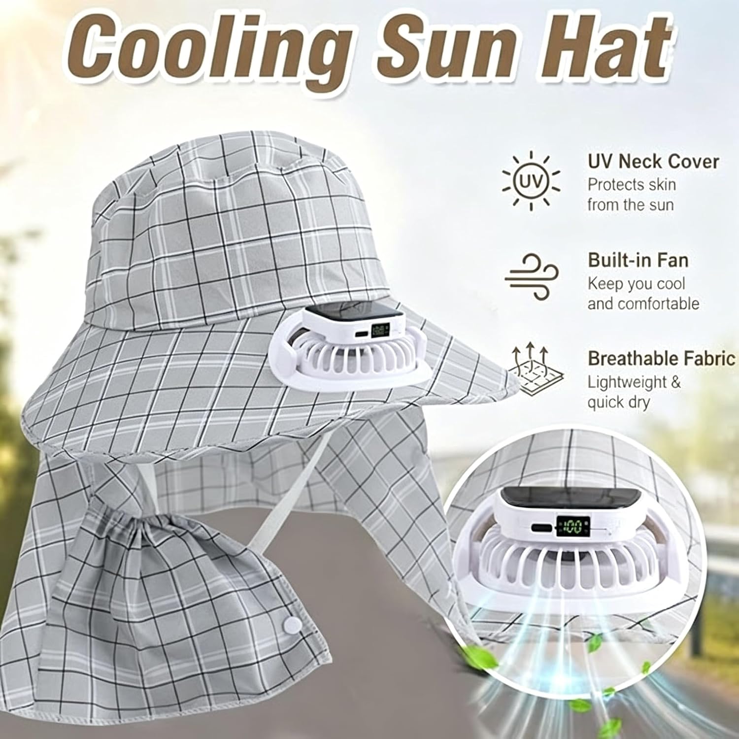 1PC Solar Power Neck Guard Fan - đánh giá và giá Outdoor Camping Fan