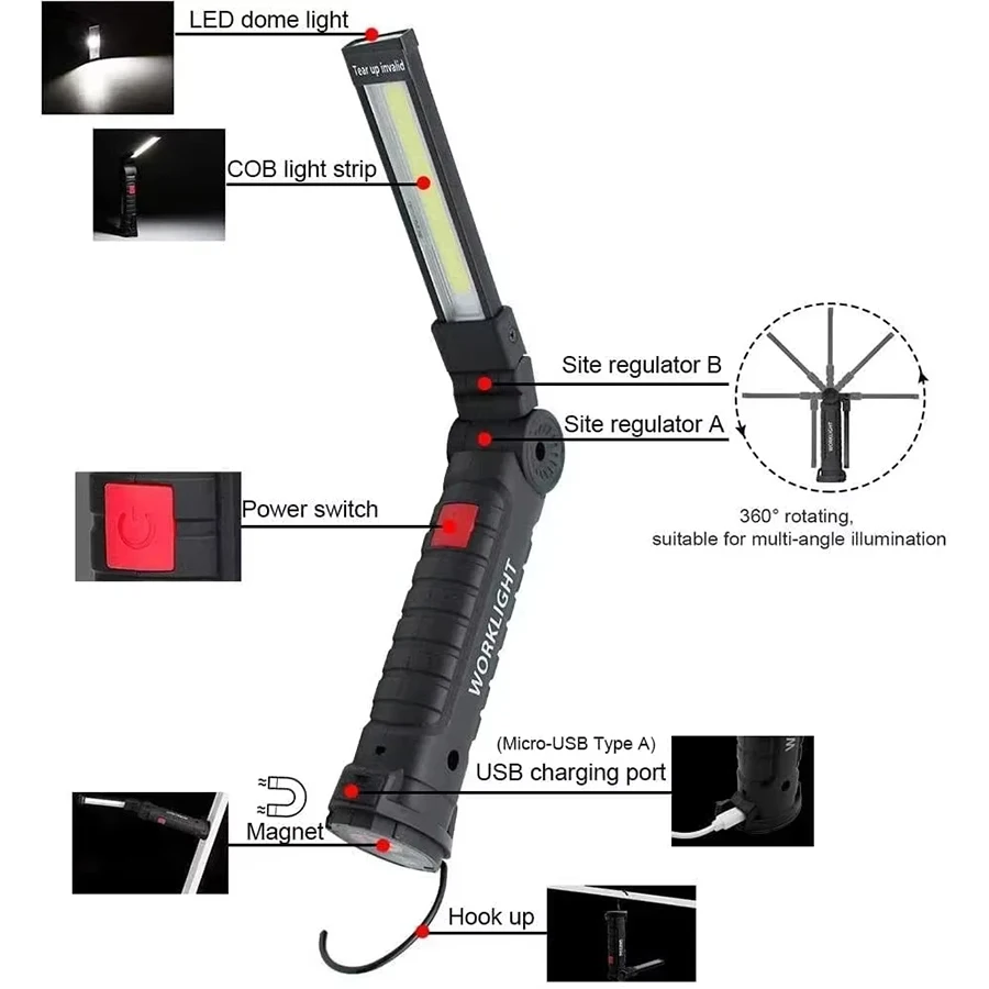 Rechargeable Magnetic Work Lig - đánh giá và giá Outdoor Camping Light Portable