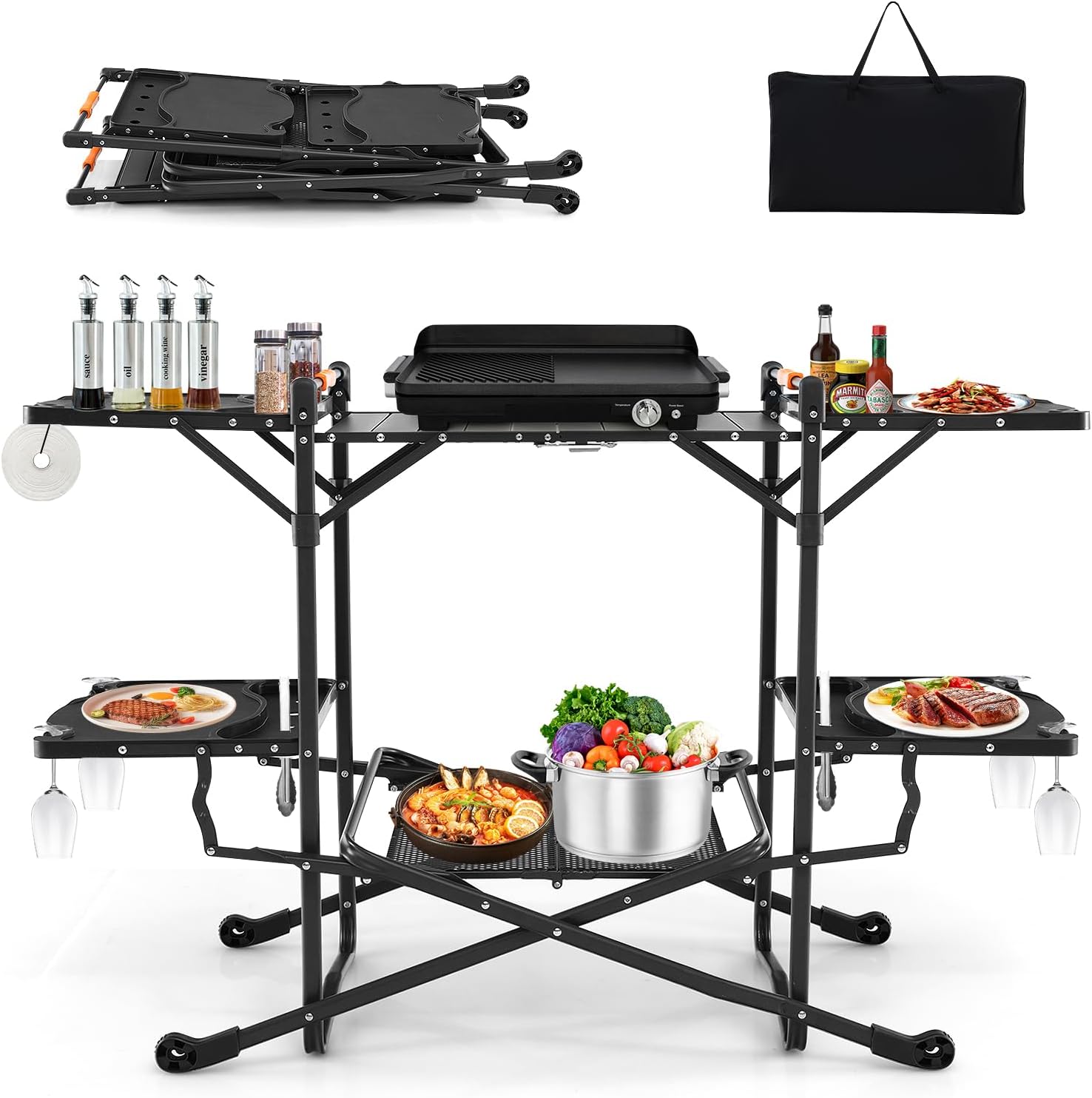 Portable Outdoor Folding Cooki - đánh giá và giá Outdoor Camping Kitchen Setup