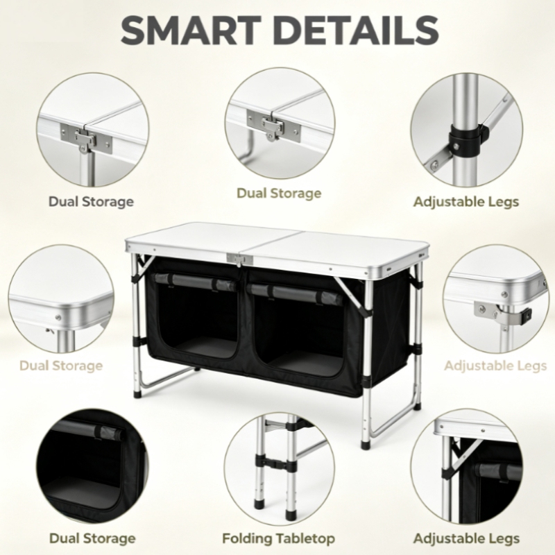 Silver Aluminum Folding Campin - đánh giá và giá Outdoor Camping Kitchen Setup