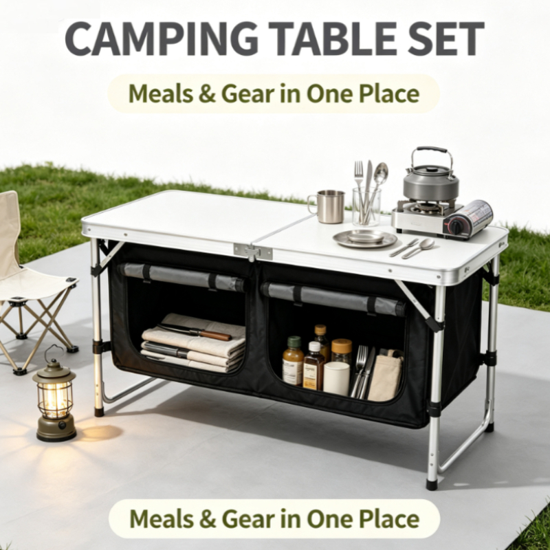 Silver Aluminum Folding Campin - đánh giá và giá Outdoor Camping Kitchen Setup