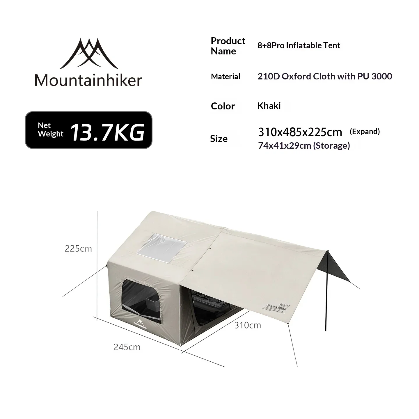 8+8㎡ MOUNTAINHIKER Inflatable  - đánh giá và giá Outdoor Inflatable Camping Tent With Air Pump