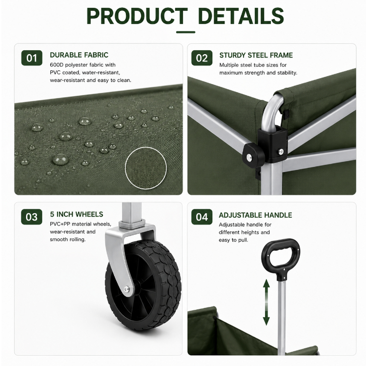 Large Capacity Collapsible Fol - đánh giá và giá Outdoor Camping Wagon