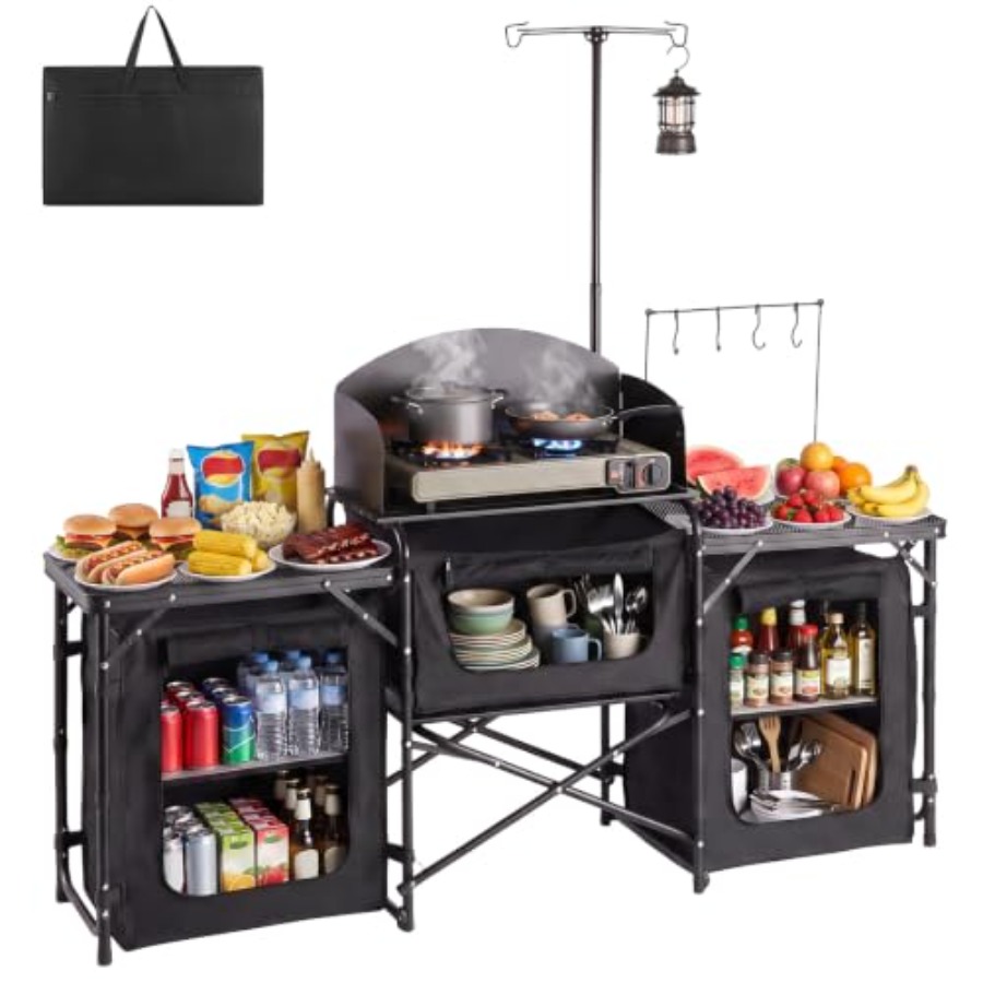 Folding Camping Table, Outdoor - đánh giá và giá Outdoor Camping Kitchen Setup