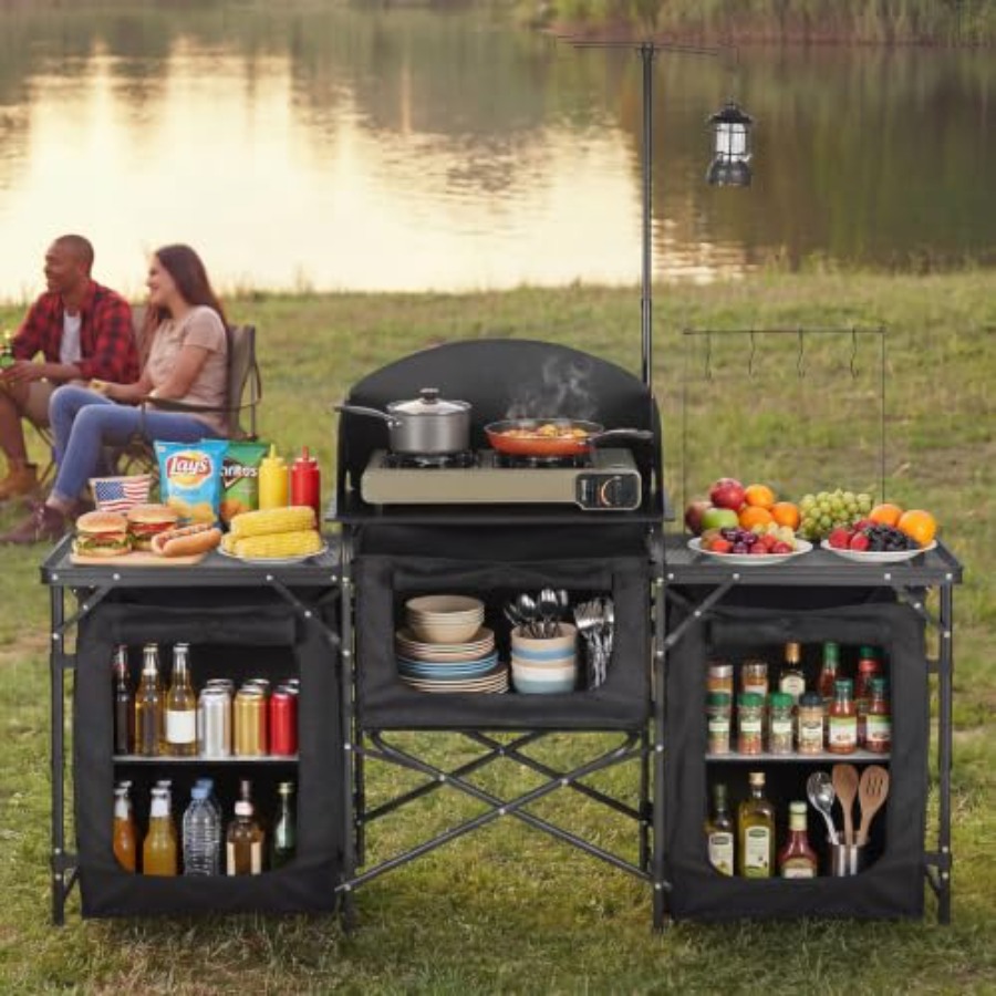Folding Camping Table, Outdoor - đánh giá và giá Outdoor Camping Kitchen Setup