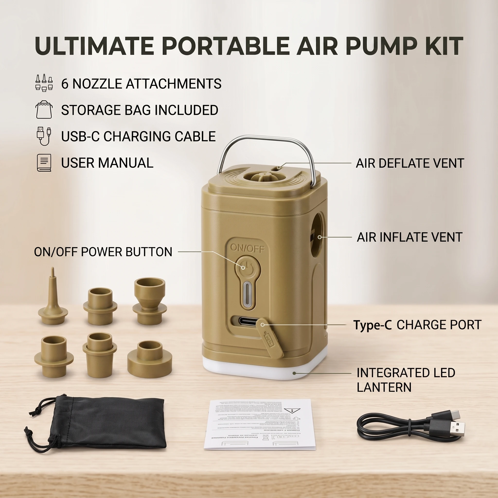 Cordless Mini Air Pump USB-C R - đánh giá và giá Outdoor Inflatable Camping Tent With Air Pump
