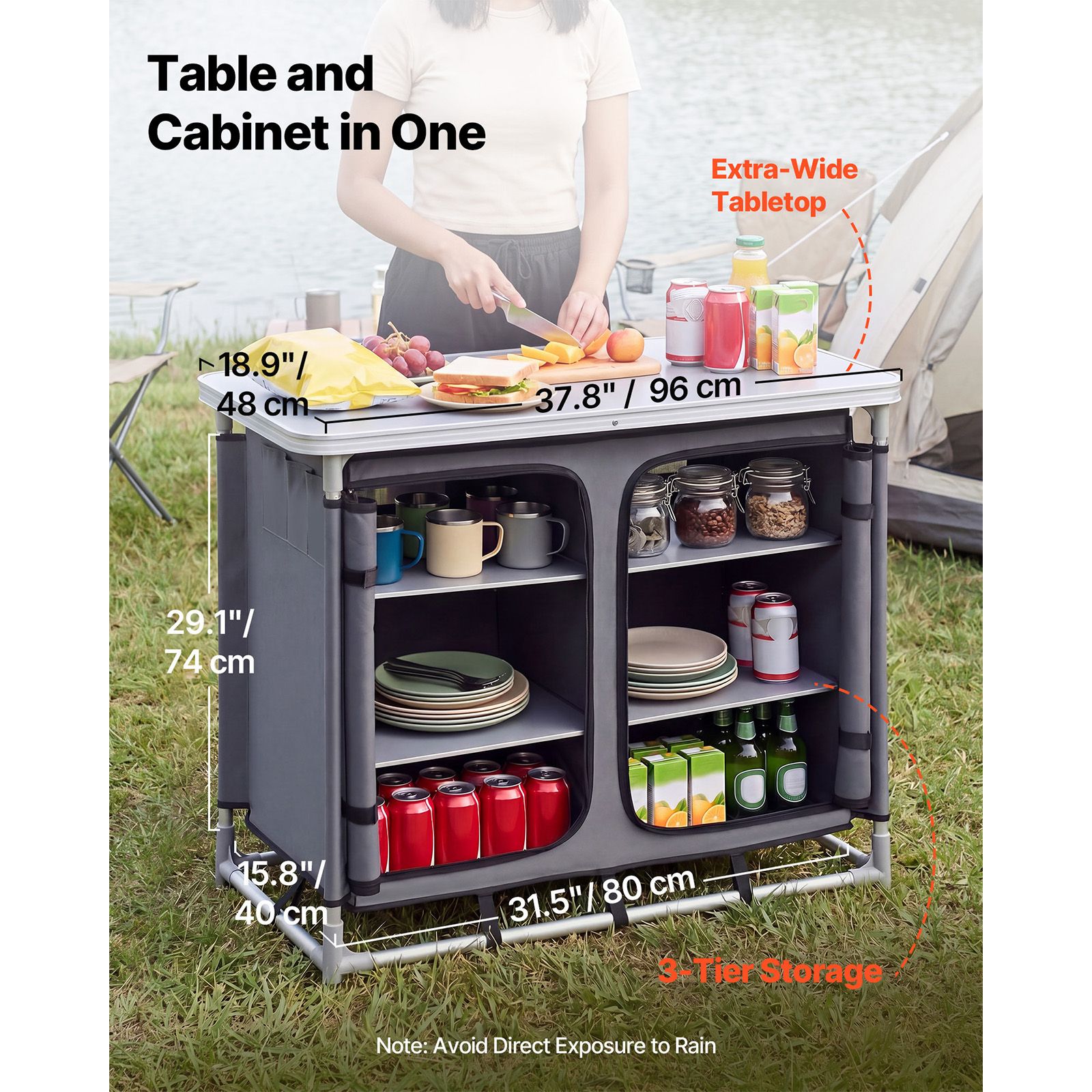 Camping Storage Cabinet, Outdo - đánh giá và giá Outdoor Camping Kitchen Setup