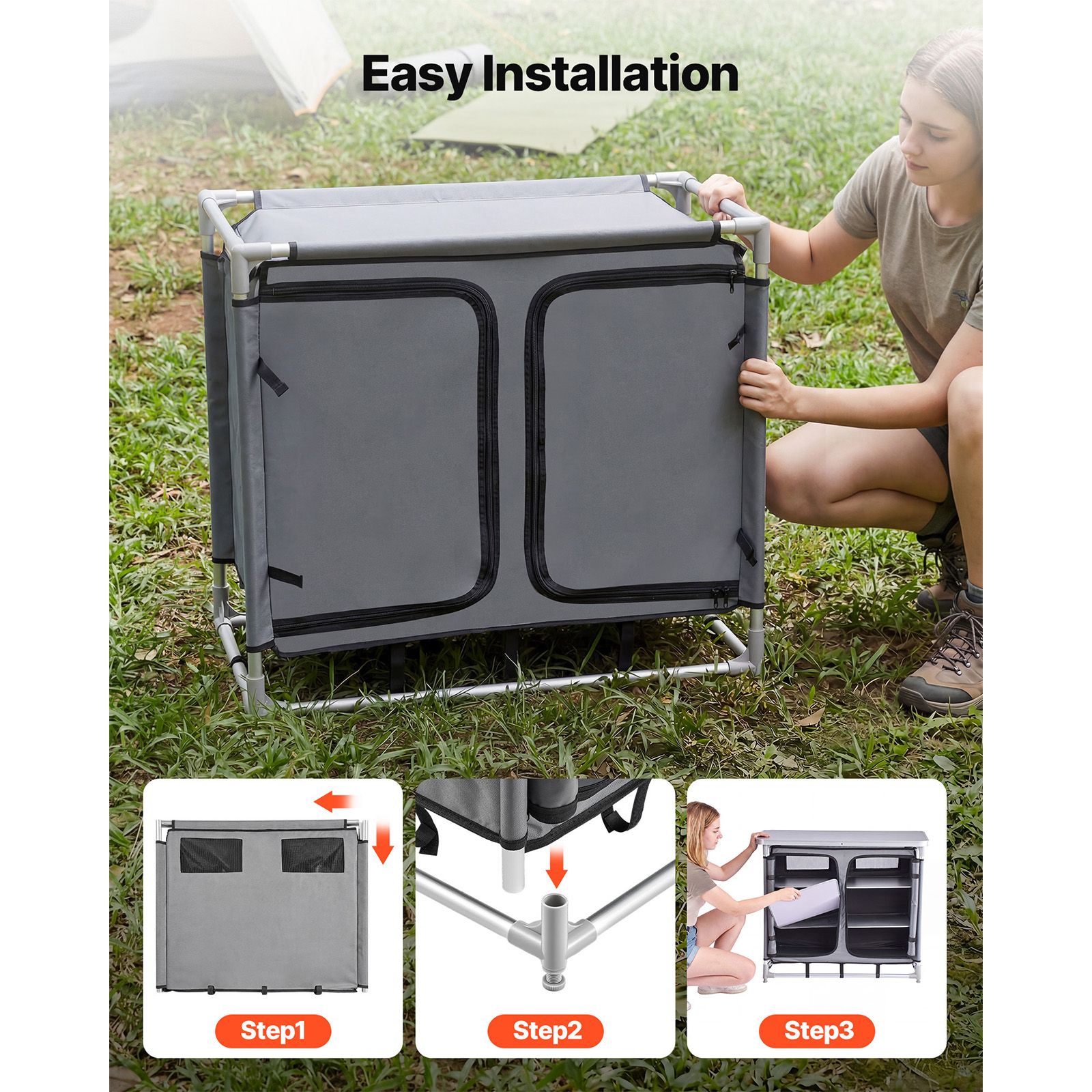 Camping Storage Cabinet, Outdo - đánh giá và giá Outdoor Camping Kitchen Setup